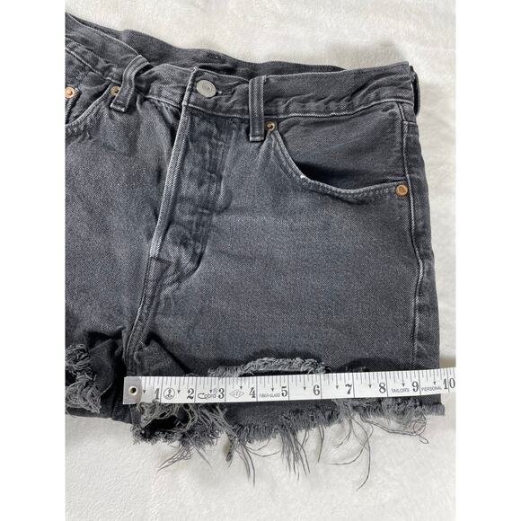 Levi’s 501 High Rise Cutoff Shorts Black Denim Sz 27 - Picture 5 of 6